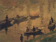Claude Monet Anglers on the Seine at Poissy painting